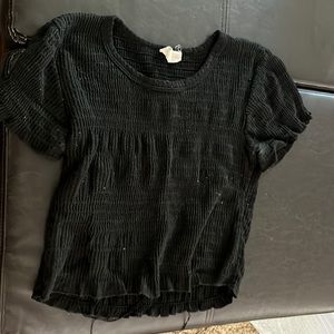 black crop top lace edges
